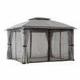 thumbnail image 4 of Sunjoy Montery Outdoor Patio 10 x 13 ft. Powder-coated Steel Frame 2-Tier Gazebo with LED Lighting and Bluetooth Sound, Gray, 4 of 18
