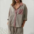 thumbnail image 4 of Sngxgn Womens Pajamas Set Long Sleeve Loungewear Soft Lounge Set with Pockets(Red,L), 4 of 8
