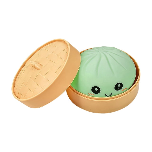 Moonsky Pan bao con canasta, bao 8.5x6 cm, canasta 7x9.5 cm, lento y adorable, Juguete antiestres Squishy, Juguetes para ansiedad Adultos