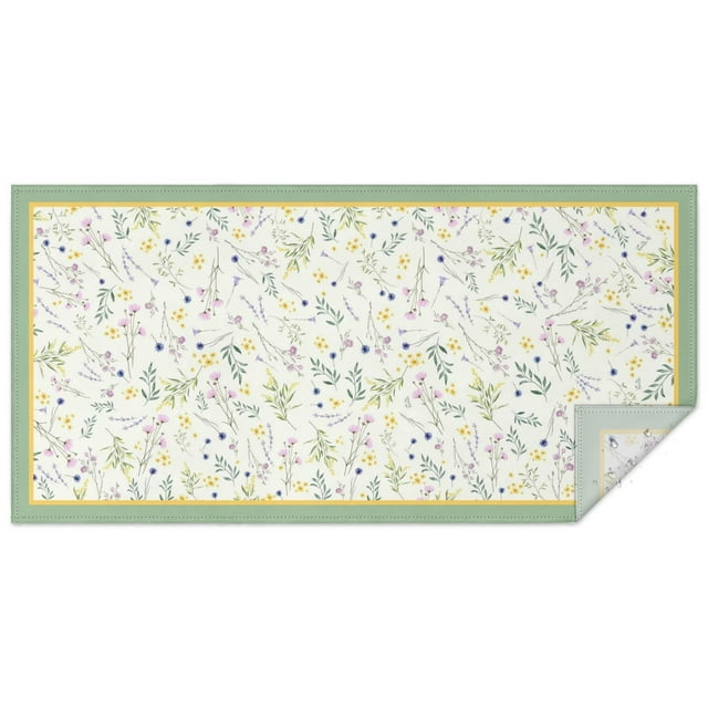 Spring Floral Table Cloth,Wrinkle Free Table Cover with Polyester,Waterproof Reusable Tablecloths for Easter Birthday Picnic Wedding (Rectangle,60x120inch)