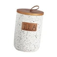 thumbnail image 3 of Bote de almacenamiento de cerámica con tapa de madera hermética, contenedor de almacenamiento decorativo portátil té, 3 of 8