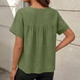 thumbnail image 7 of Paiwinds Women's Solid Color Short-Sleeve Raglan Button-Down Casual Top - Cotton Linen Blend Round Neck Shirt for Everyday Wear, Outings & Relaxed Occasions, 7 of 7