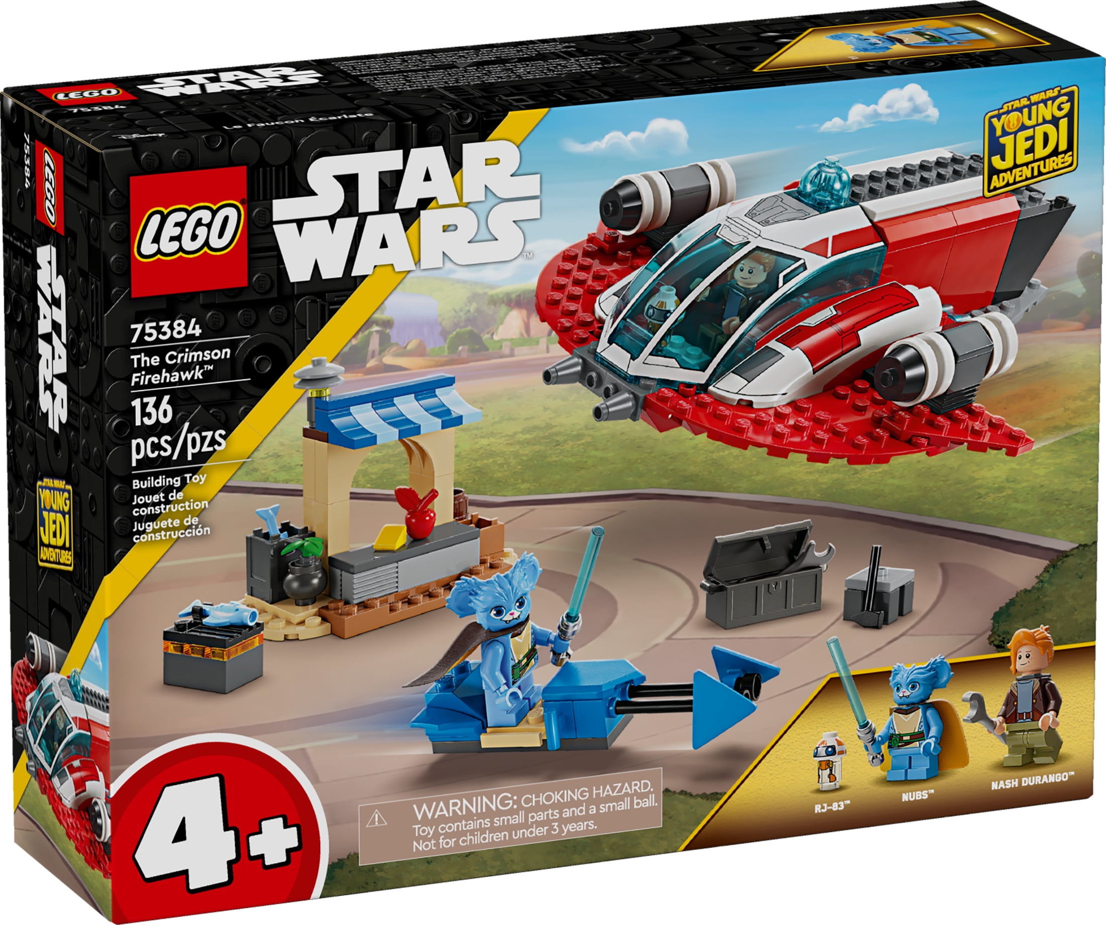 LEGO Star Wars: Young Jedi Adventures The Crimson Firehawk, Kids’ Starter Set, Buildable Toy Starship, Speeder Bike Vehicle, 3 Characters, Gift Idea for Boys and Girls Aged 4 and Up, 75384