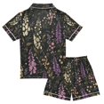 thumbnail image 2 of FORMRS Kids Short Sleeve Top and Pants Pajama Set Unisex Satin 2-Piece Sleepwear, Sizes 7-8Y, Purple Floral Pattern, 2 of 8
