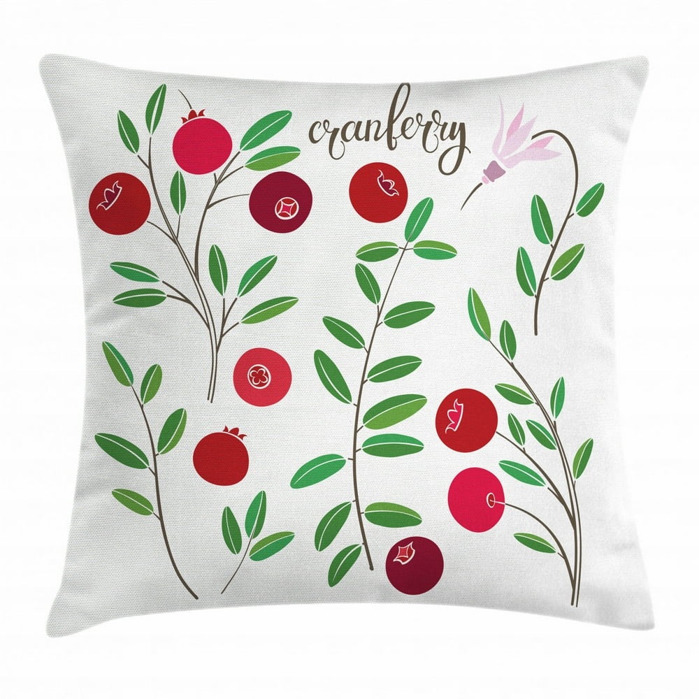 Cranberry Throw Pillow Cushion Cover, Meadow Branches Exquisite