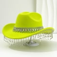 thumbnail image 2 of UJNDER Stylish Cowboy Hat for Women and Men with Large Round Gemstone Fringe and Rhinestone Decorations Ideal for Parties and Events Yellow, 2 of 3