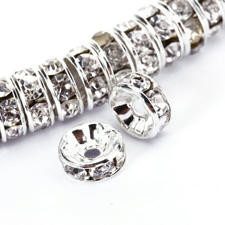 8mm Millefiori Glass - BRCbeads 8mm Silver Plated Crystal Rondelle 100pcs Spacer Beads for jewelry making