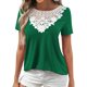 thumbnail image 1 of Gibobby Playera de Manga Corta Casual Suave Blusa casual para mujer Cuello redondo encaje Color sólido Camiseta manga corta Top(Verde,CH), 1 of 5