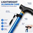 thumbnail image 6 of Folding Walking Cane with 6 Reflective Stickers, Adjustable Collapsible Aluminum Walking Stick for Men Women Seniors, Lightweight Travel Cane with T Handle, Wrist Strap, Non Slip Tip, Blue, 6 of 9