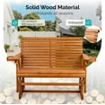 thumbnail image 4 of VINGLI Outdoor Glider Wood Patio Chair with Cup Holders, Outdoor Bench Glider Loveseat with Smooth Rocking Mechanism, Heavy Duty 800 LBS, 4 of 14