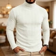 thumbnail image 4 of Mifsaly Mens Turtleneck Sweaters Slim Fit Long Sleeve Ribbed Knit Sweaters Comfortable Stretchy Warm Fall Winter Undershirt Tops White,XL, 4 of 8