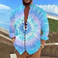 thumbnail image 2 of Men'S Retro Casual Loose Fitting Long Sleeved Printed Shirt Fashion Standing Collar Top 4XL, 2 of 5