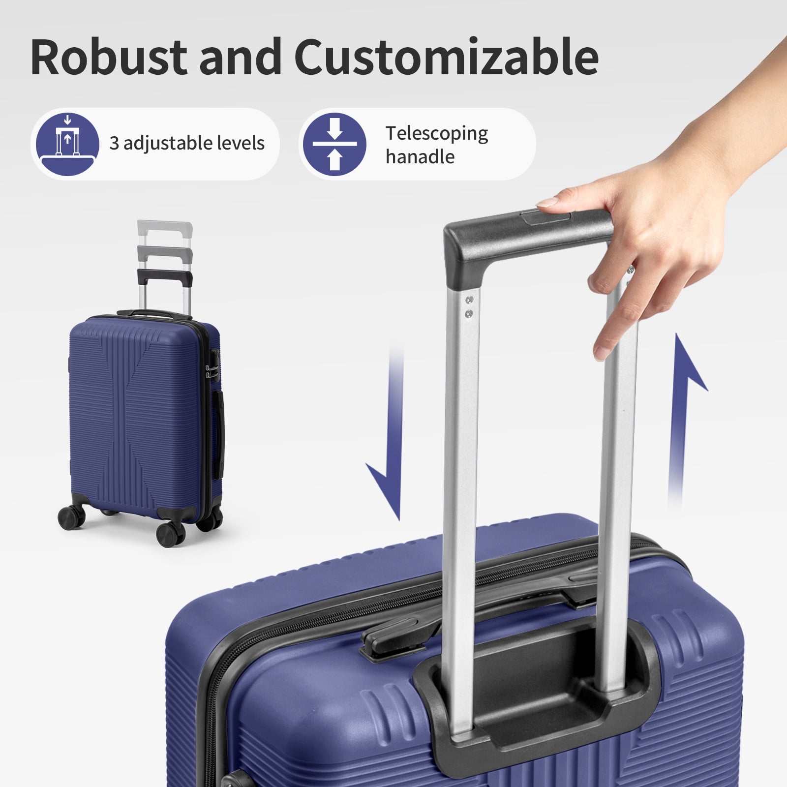 Ktaxon 20 Inch Carry-on Luggage Hardside Suitcase with 360° Spinner Wheels, Lightweight Unbreakable Travel Luggage, Blue