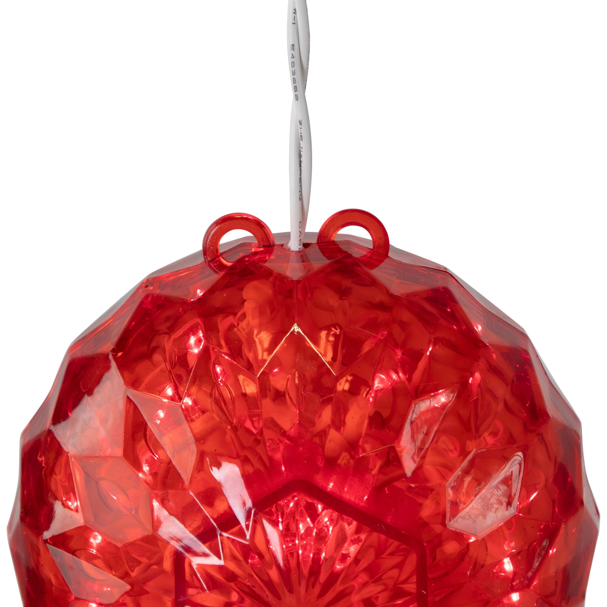 6" Red LED Hanging Crystal Sphere Ball Outdoor Christmas Decoration