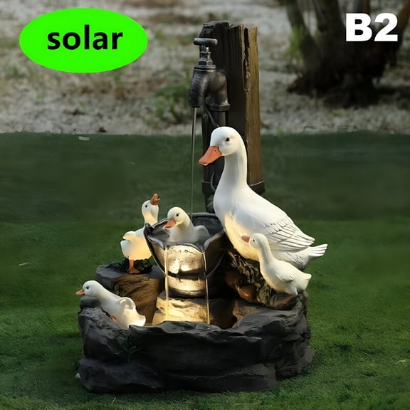ACDANC Duck Squirrel Solar Power Resin Patio Fountain Garden Design With LED Solar Light Gardening Supplies Outdoor Decoration