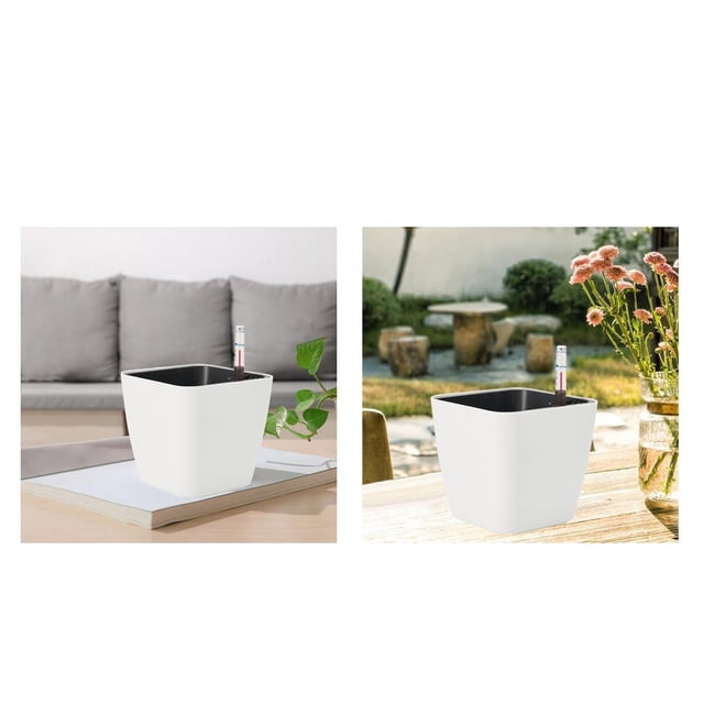 macetas,macetas de riego automático,Plantas de interior Flores Suculentas,Maceta de autorriego con indicador de nivel de agua,Maceta blanca decorativa de jardín Cola macetas