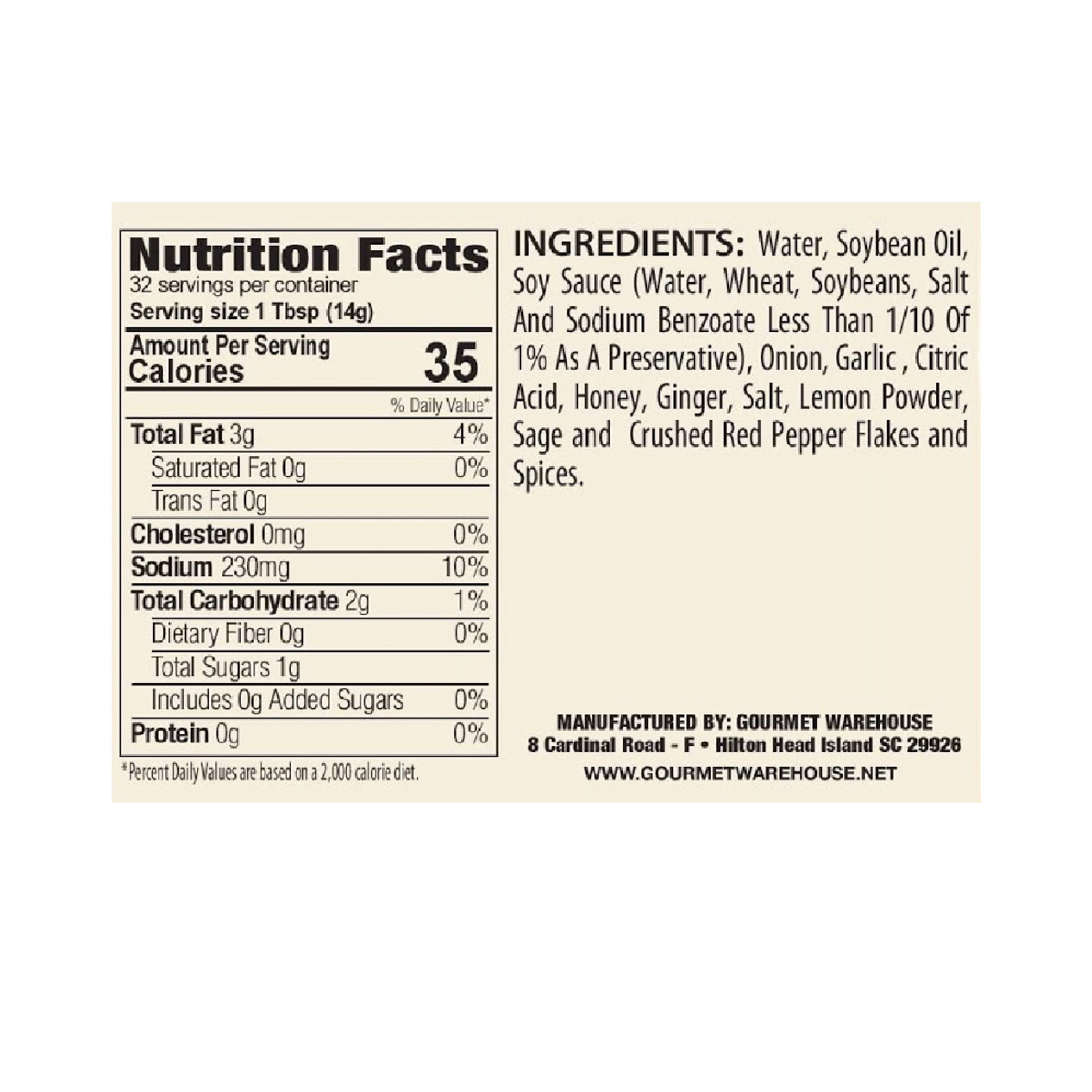 Gourmet Warehouse Bourbon Honey Marinade, 16 Oz