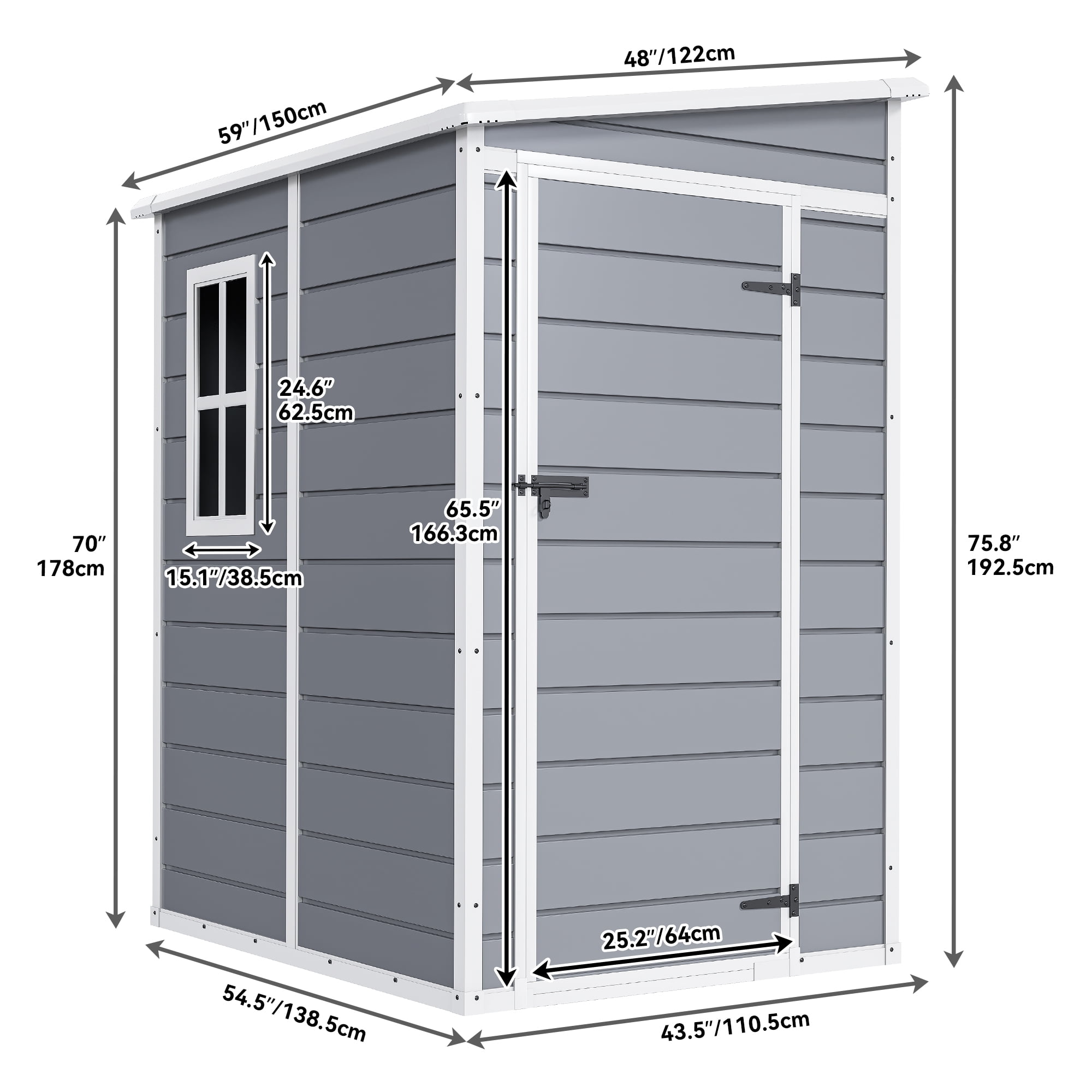 Uforic 5x4 FT Resin Outdoor Storage Shed with Floor, Resin Large with Lockable Door & Window, Waterproof