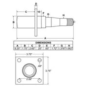 Rigid Hitch Trailer Axle Spindle (SFA-1752), 1-3/8 inch to 1-1/16 inch I.D. Bearings