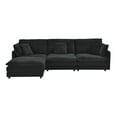 thumbnail image 4 of Modern Home Living Room L-Shaped Sectional Sofa Couches with Ottoman, Convertible Oversized 4 Seater Couch Towel Fabric (Black), 4 of 11