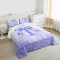 thumbnail image 3 of jejeloiu Monogrammed T Letter Queen Comforter Set,Kawaii Bowtie Bow Bedding Comforter Set For Bowknot Girl Reversible 3-Piece, 3 of 8