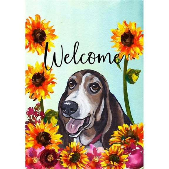 Best of Breed HH630211 Basset Hound Best of Breed HHS Welcome Garden Flag