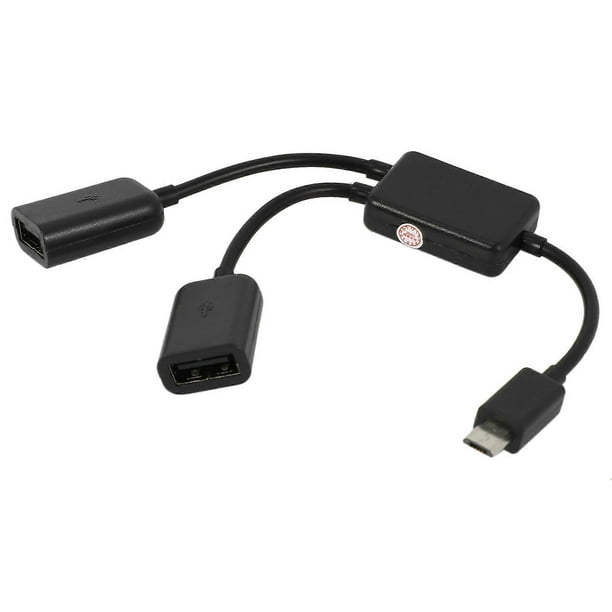 Micro-USB Host Cable,Micro-USB Male to 2X Type A Dual USB Female OTG Adapter Converter Hub for Andro