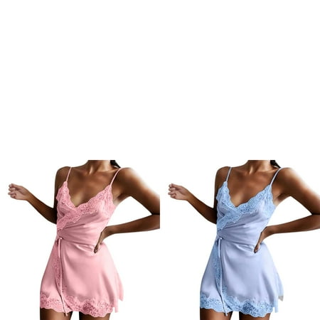 Wijhcboe 2 Pack Ladies Nightgown with Buttons Stretch Satin Nightdress Sexy Sleeveless Cotton Nightgown for Women Lingerie Home Pajamas For Button down Night Gown Cotton Sleepwear for Women Pajamas