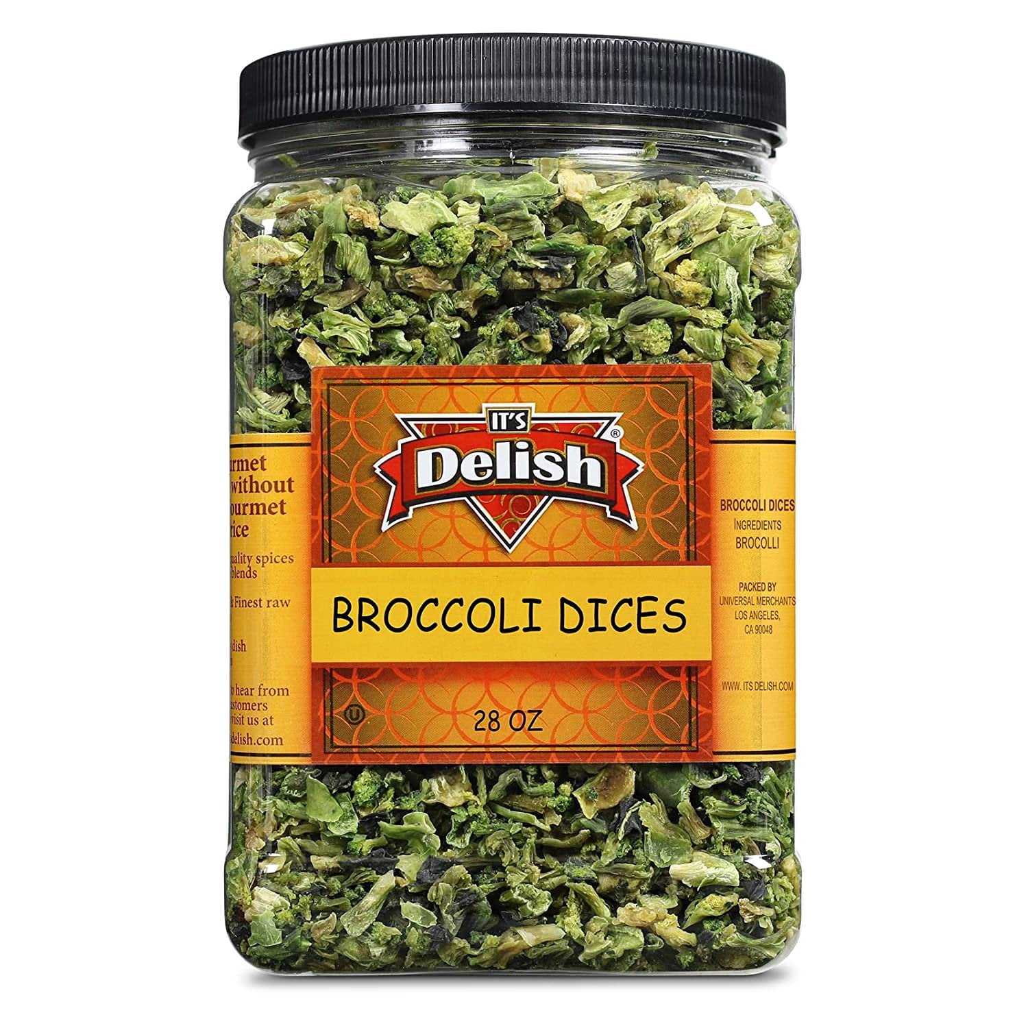 Gourmet Dried Broccoli Dices by Its Delish, 28 OZ Jumbo Container Jar  Vegan and Kosher Dried Vegetables for Convenient Meals and Cooking