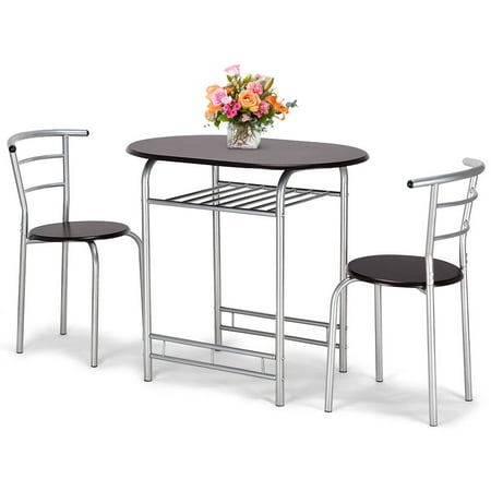 Pub Table Chairs Sale Costway 3 PCS Bistro Dining Set Table and 2 Chairs Kitchen Pub Home Furniture Restaurant ()