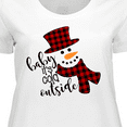 thumbnail image 4 of Inktastic Baby It's Cold Outside Cute Snowman in Plaid Print Women's Plus Size T-Shirt, 4 of 5