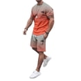 thumbnail image 4 of SHIXIAOO Men's 2025 Summer Tracksuit Plus Size Short Sleeve O Neck Athletic Suit Casual Color Block Drawstring Waist Tracksuit Set Men's Suits Slim Fit Modern Chef Suit for Men, 4 of 6