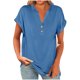 thumbnail image 1 of Blusas para las Mujeres Casual Verano Botón Sólido V-Cuello Suelto Camiseta, Moda Algodón/Lino Mezcla Blusa, 1 of 9