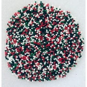 Red Green & White Nonpareil Confetti Sprinkles, Cake, Cookie, Donut, Cakepop Toppings, 6 oz.