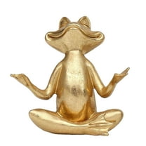 Yoga Frog Figurines Decor,Gold Frog Figurines Yoga Decor,Meditating Yoga Frog Statue,Frog Figurine, Funny Frog Statue,Golden Frogs Statue Yoga Decoration for Modern Living Room Desk Garden Decoration