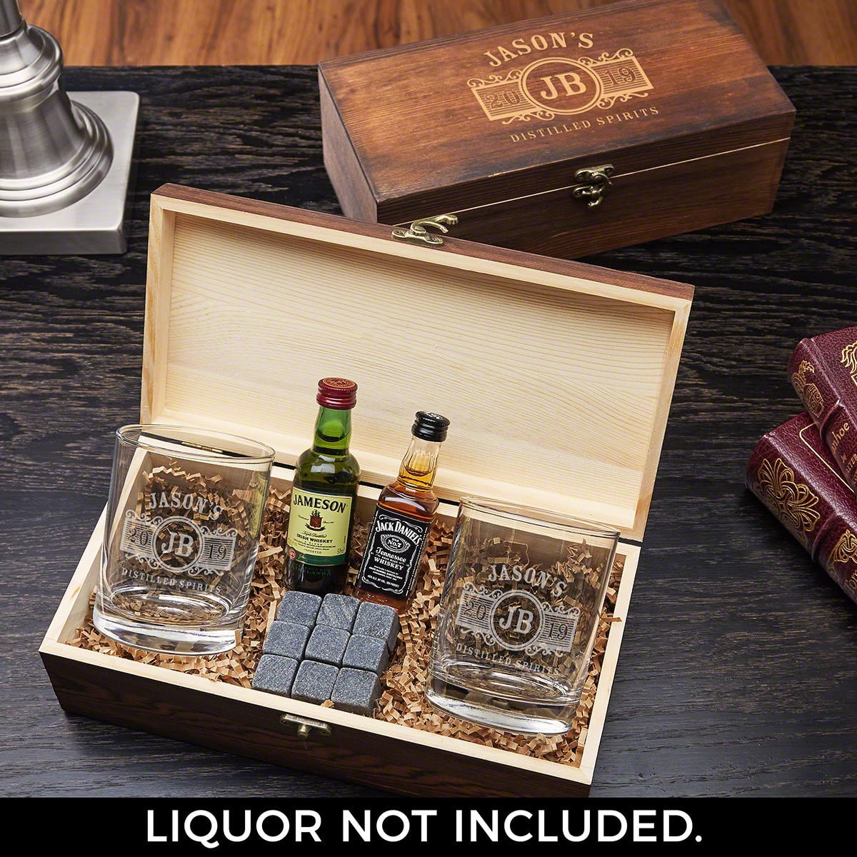 Marquee Engraved Glasses and Stones Box Set
