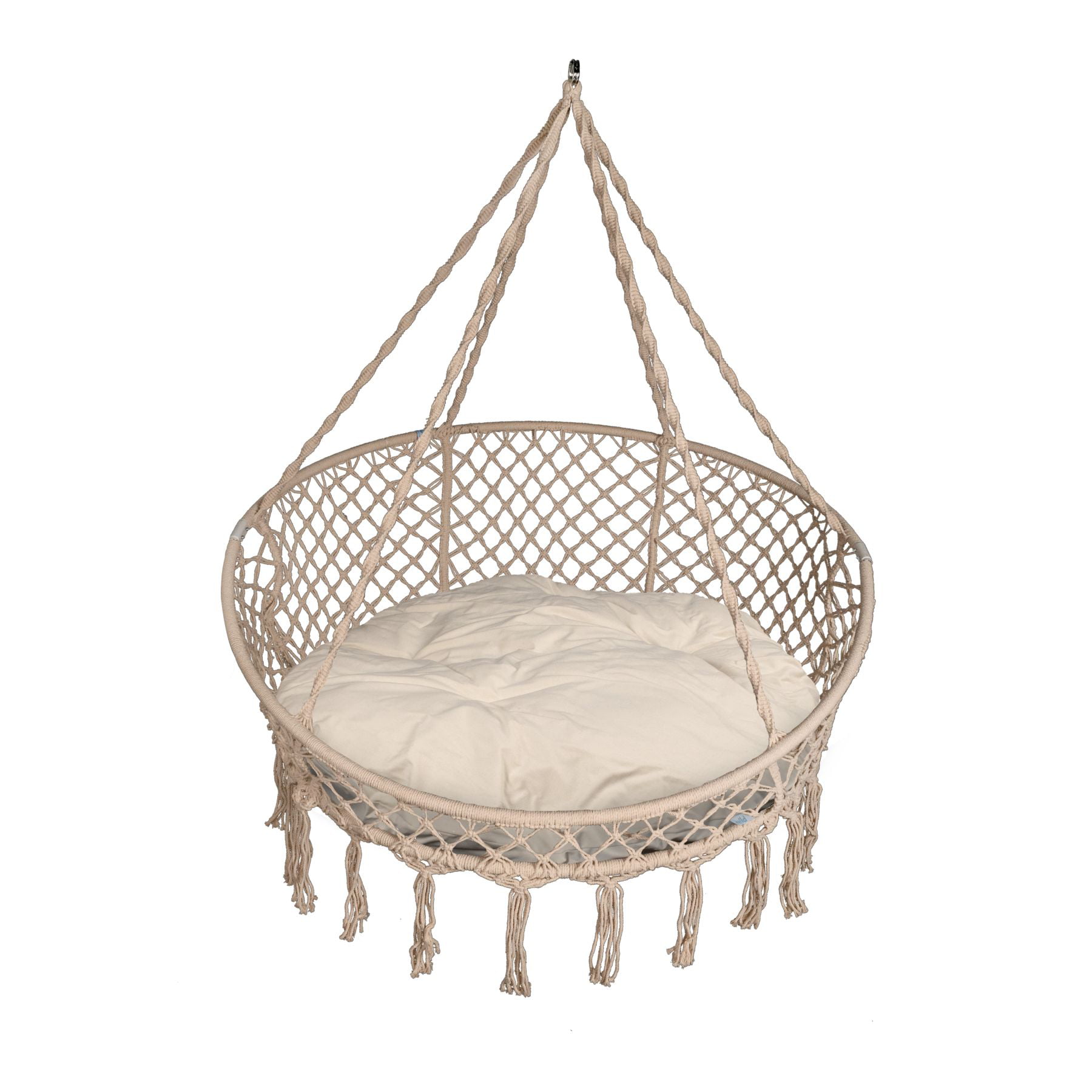 PerfectPatio Macrame Hanging Hammock Chair with Pillows