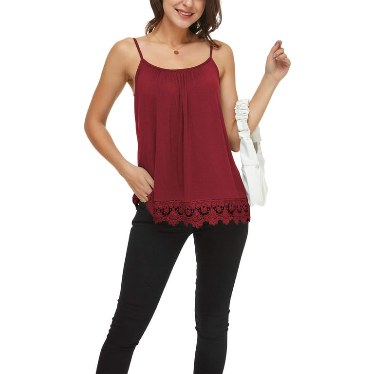 Womens Swing Lace Flowy Tank Top with Built in Bra Loose