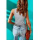 thumbnail image 1 of ABPHQTO Top de mujer gris con nudo torcido acanalado y cuello redondo sin mangas, 1 of 5