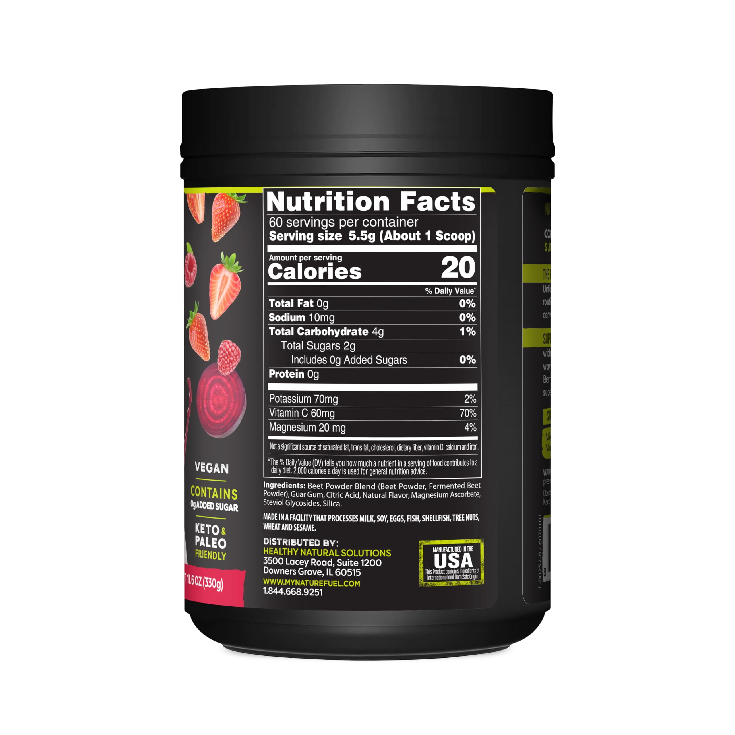 Nature Fuel Power Beets Powder, Delicious Mixed Berry, Concentrated Superfood Supplement, Supports Circulation, Natural Energy & Stamina, Non-GMO, 60 Servings (Packaging May Vary)