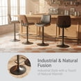 thumbnail image 7 of EOP Modern Upholstered Barstools Set of 3, Adjustable Height Counter Stools with Bentwood, Faux Leather Swivel Bar Stools with Metal Frame, Black, 7 of 7