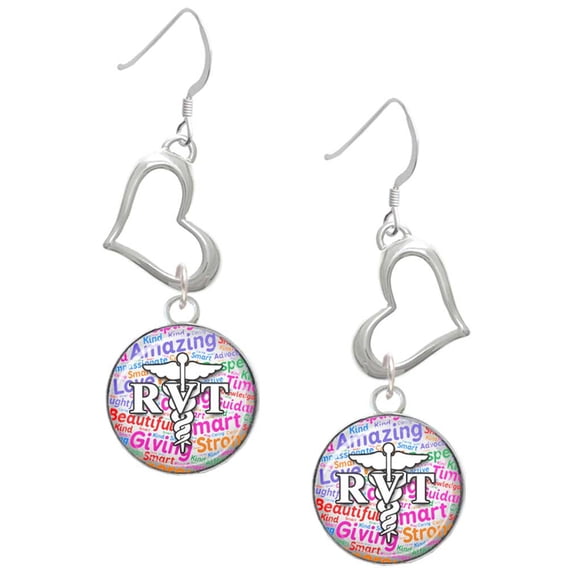 Delight Jewelry Silvertone Domed Multi Color RVT Open Heart French Earrings