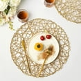 thumbnail image 1 of Dining Table Set Of 6 Gold Round Dining Table Placemats, Non-slip Woven, Heat Resistant, Metallic Placemats For Table Decoration, Centerpiece, 38 Cm, 1 of 4