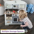 thumbnail image 3 of Wooden Kitchen Playset with Microwave, Stove, Utensils and Play Food for Kids by Hey! Play!, 3 of 7
