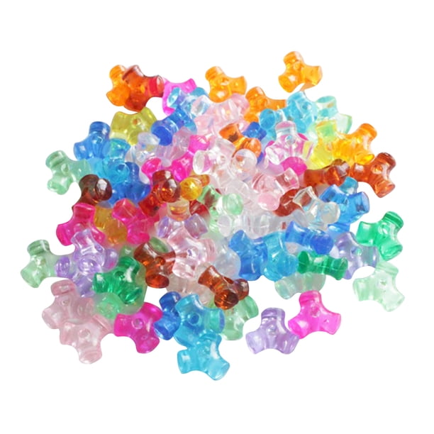1000 piezas de cuentas sueltas de plástico, kits de bricolaje para niños, collares, pulseras, joyas, manualidades, cuentas triples (colores variados)