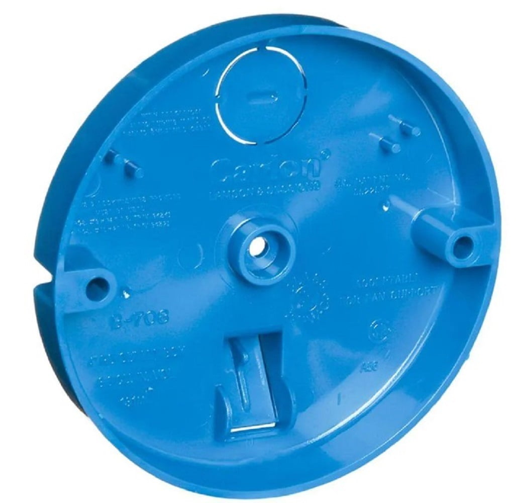 Carlon B708SHK Shallow New Work Ceiling Fan Box 1Gang 8 cu. in. Blue