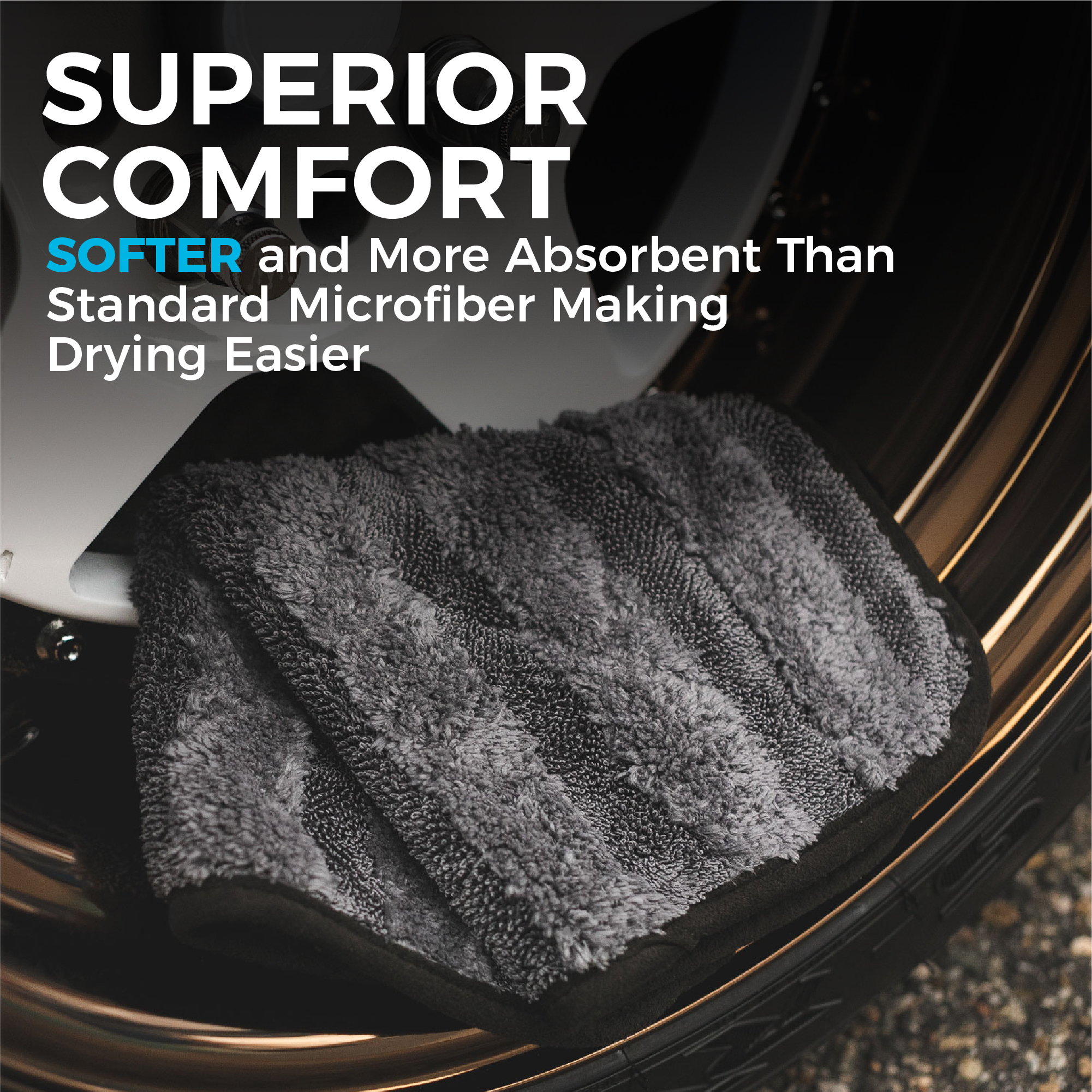The Rag Company Gauntlet Microfiber Drying Towel, 3-Pack photo 3