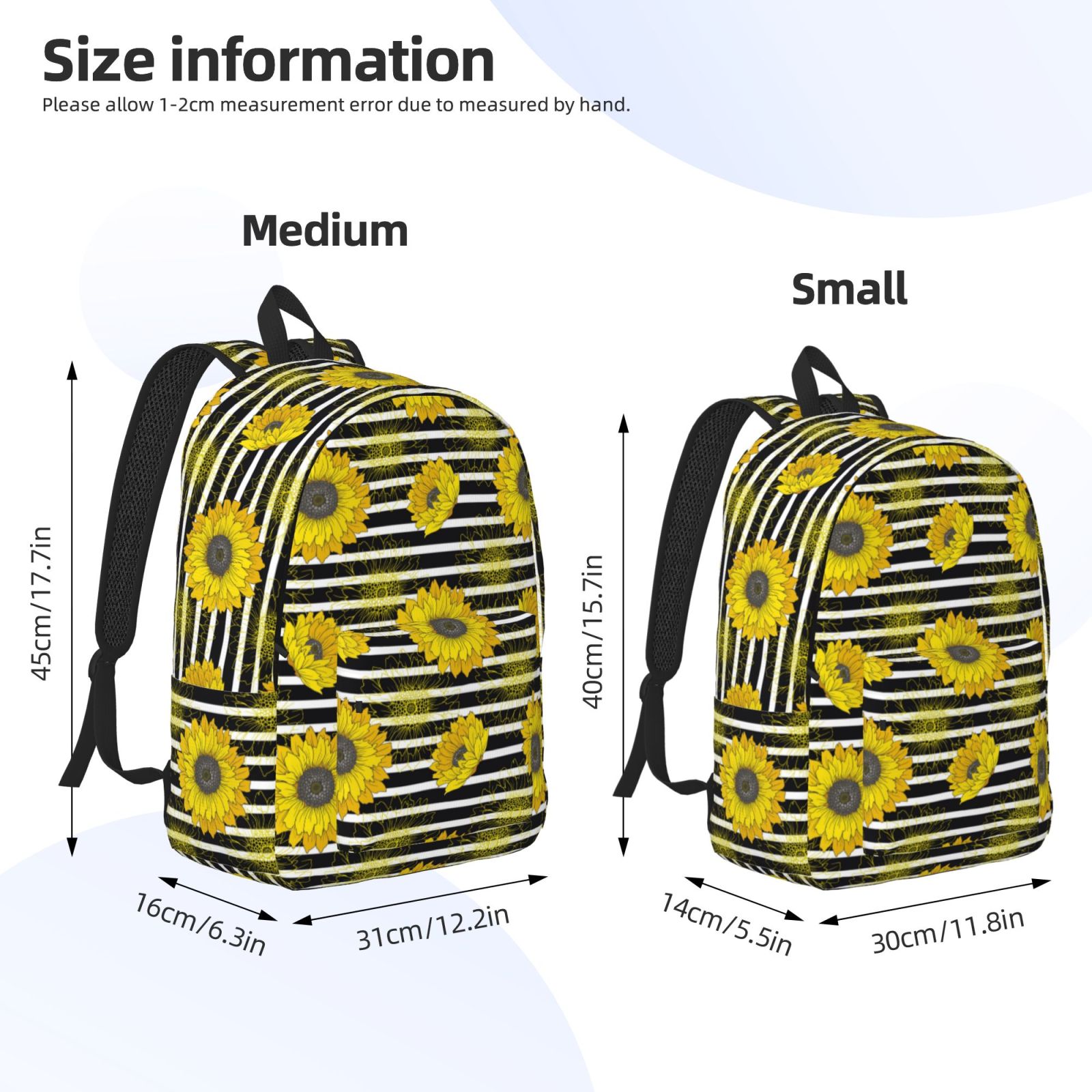Travel Laptop Backpack - Sunflowers Stripe Lightweight Canvas Backpack, Wear Resistant Computer Backpack Bag Fit {sizeName} Laptop for Men Women with Adjustable Padded Shoulder Straps