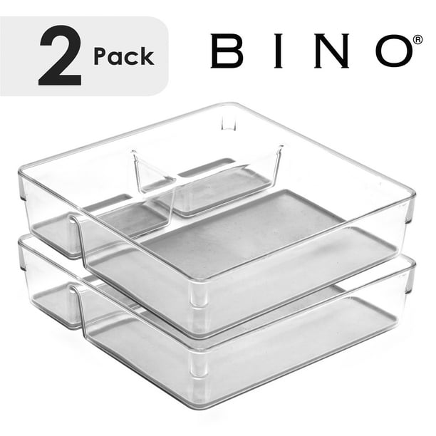 BINO Multi-Purpose 3 Section Plastic Drawer Organizer - 2 Pack, Clear - Plastic  Storage Organizer for Home, Kitchen, Bath, Bedroom, and Office - Walmart.com