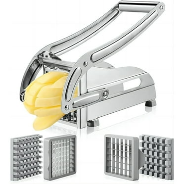 JUNZHIDAO French Fry Cutter with 2 Blades, Professional Potato Cutter Stainless Steel, Potato Cutter, Potato Slicer for French Fries Vegetable Carrots Cucumbers